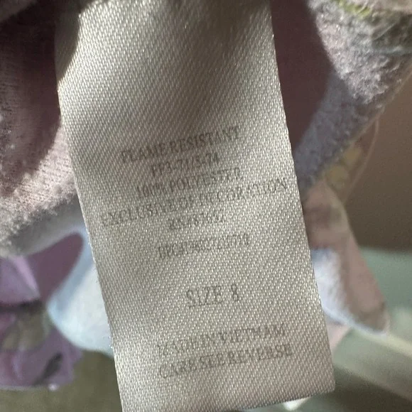 Disney Princess Flannel Granny Nightgown Pajamas Ariel Belle Tiana‎ Pink Girls 8 - Picture 4 of 5